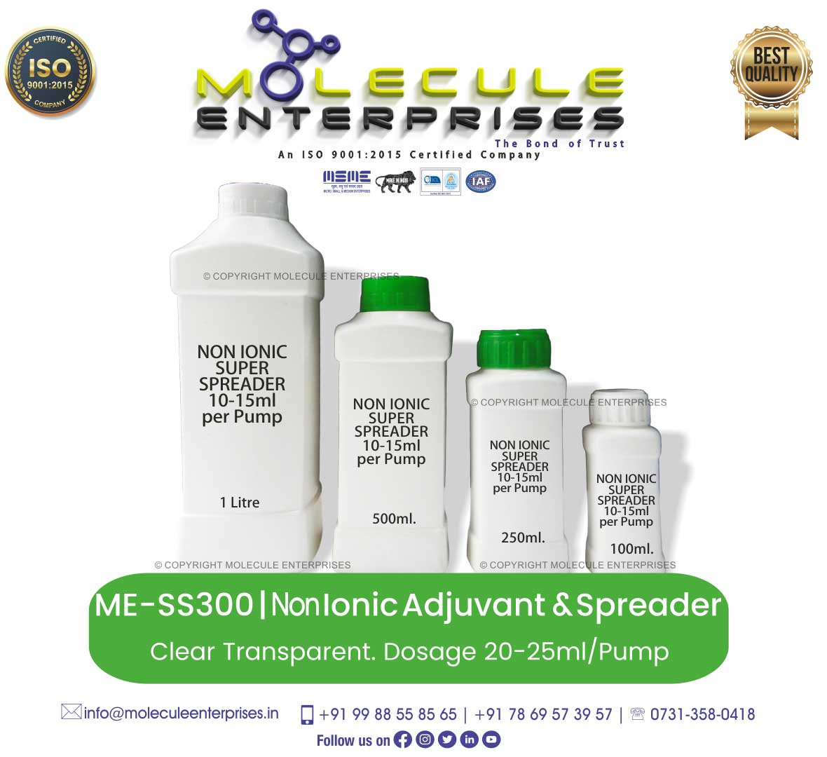 agriculture non ionic chipko wetting agent sticker spreader